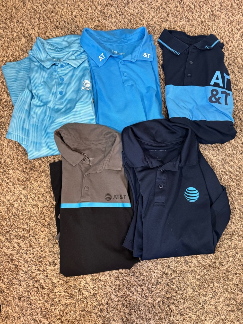 Men’s AT&T Polo Shirts Set- Blue, Gray, and Navy